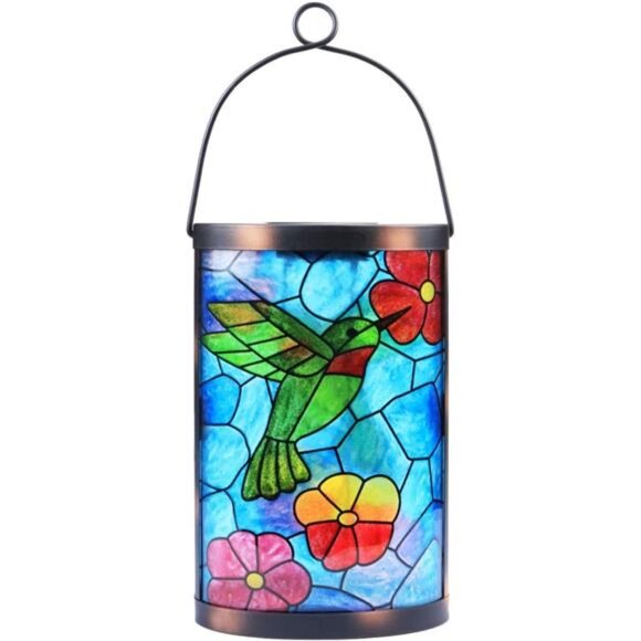 Hanging Solar Lantern Outdoor Decorative Waterproof LED Solar Hummingbird Lights - Picture 7 of 7